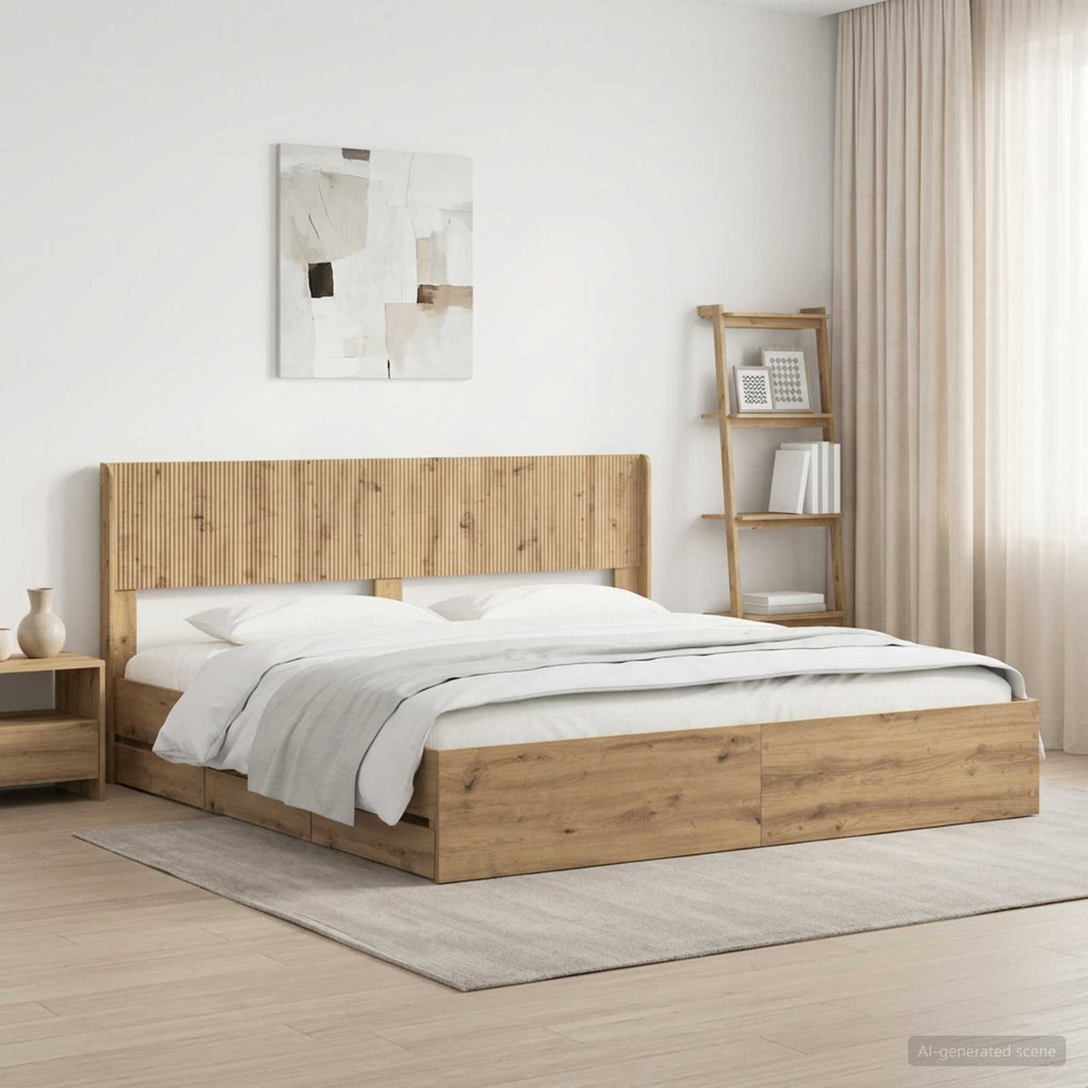 vidaXL Bed Frame with Storage and Headboard Artisan Oak 180 x 200 cm