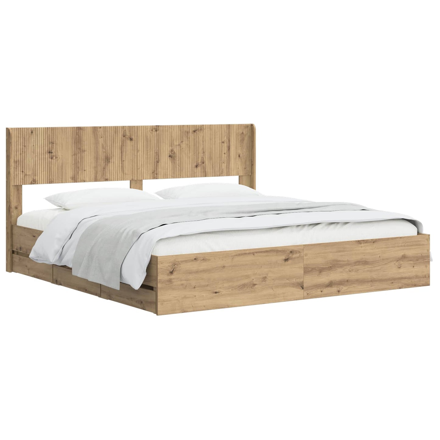 vidaXL Bed Frame with Storage and Headboard Artisan Oak 180 x 200 cm