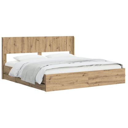 vidaXL Bed Frame with Storage and Headboard Artisan Oak 180 x 200 cm