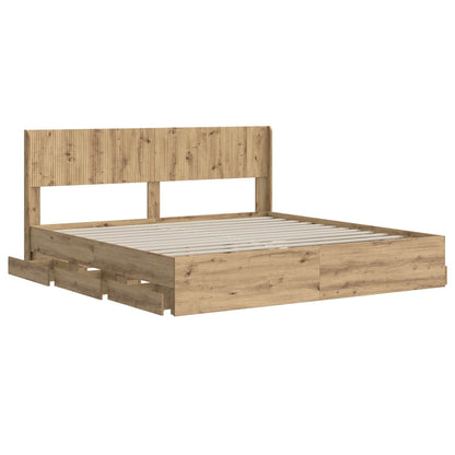 vidaXL Bed Frame with Storage and Headboard Artisan Oak 180 x 200 cm