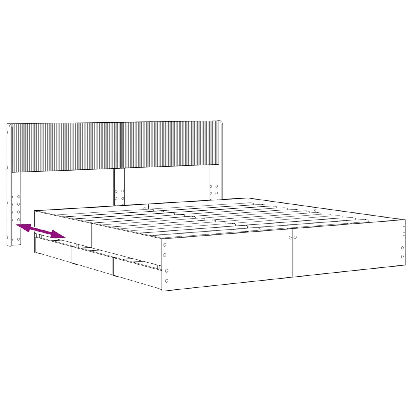 vidaXL Bed Frame with Storage and Headboard Artisan Oak 180 x 200 cm