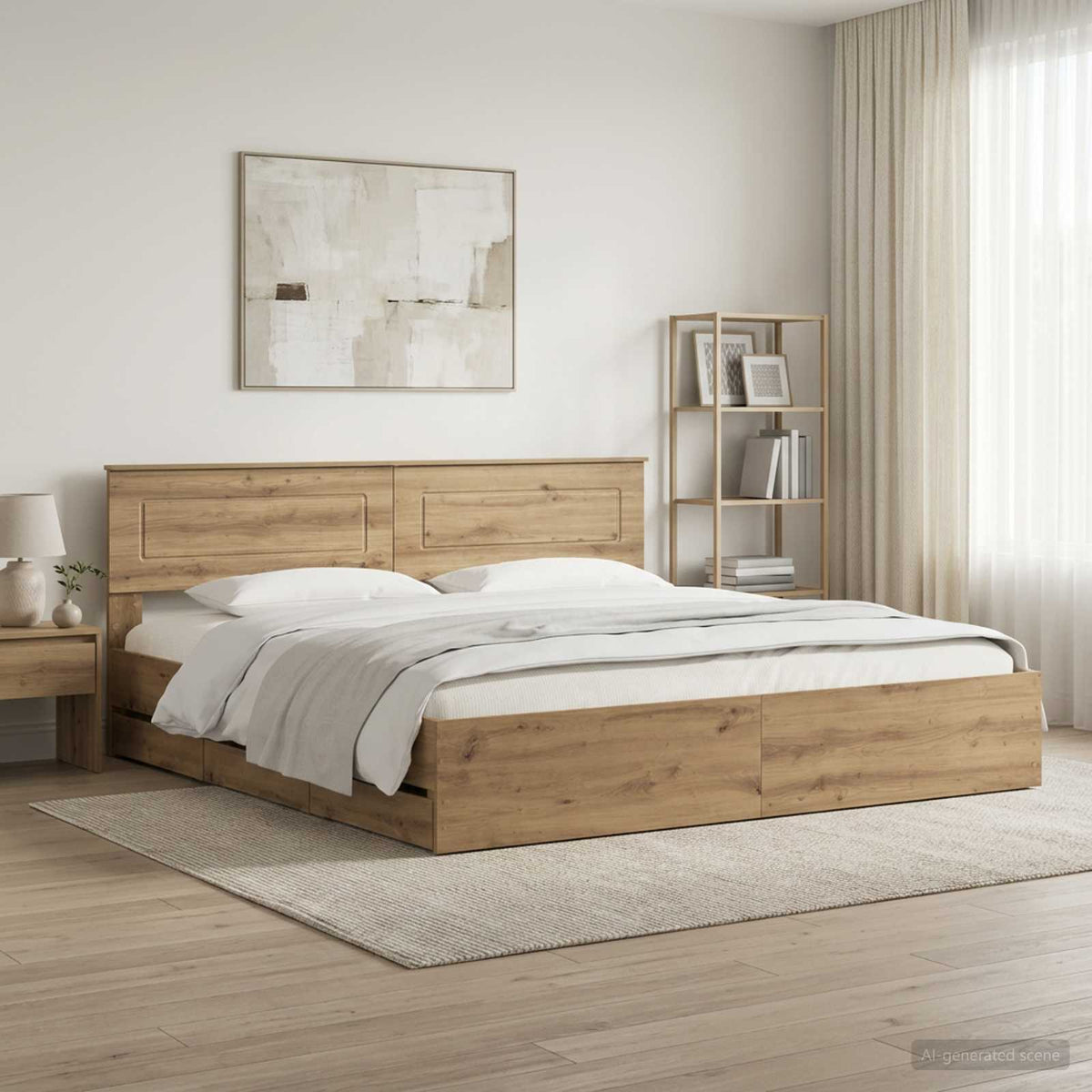 vidaXL Bed Frame with Storage and Headboard Artisan Oak 180 x 200 cm