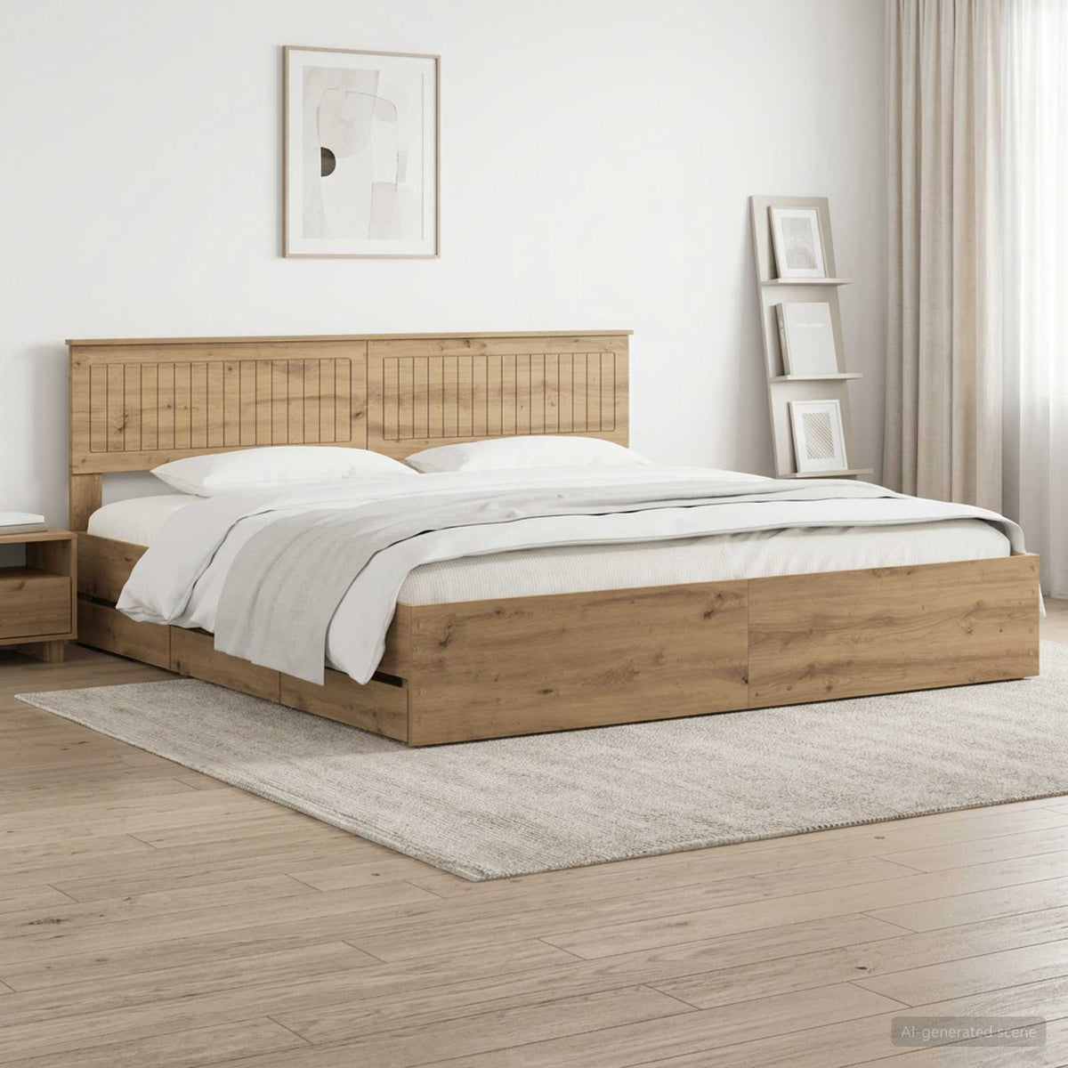 vidaXL Bed Frame with Storage and Headboard Artisan Oak 180 x 200 cm