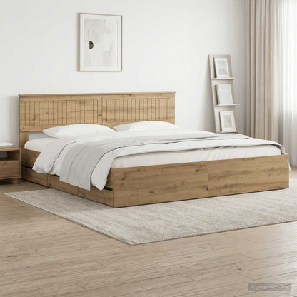 vidaXL Bed Frame with Storage and Headboard Artisan Oak 180 x 200 cm