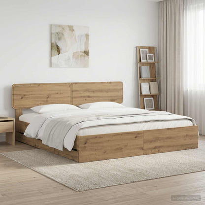 vidaXL Bed Frame with Storage and Headboard Artisan Oak 180 x 200 cm