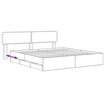 vidaXL Bed Frame with Storage and Headboard Artisan Oak 180 x 200 cm
