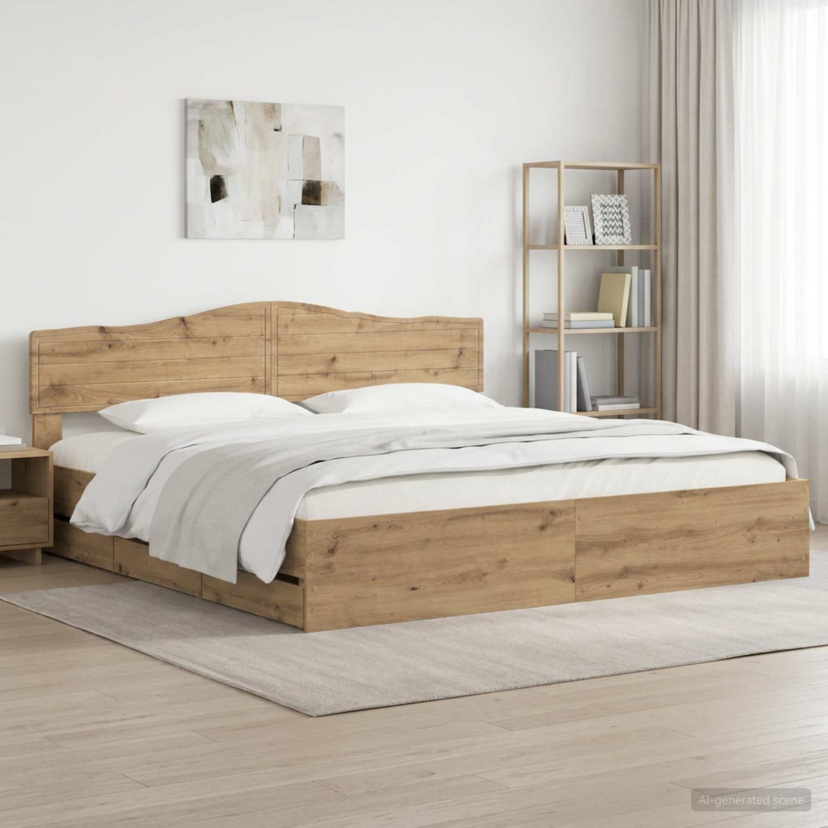 vidaXL Bed Frame with Storage and Headboard Artisan Oak 180 x 200 cm