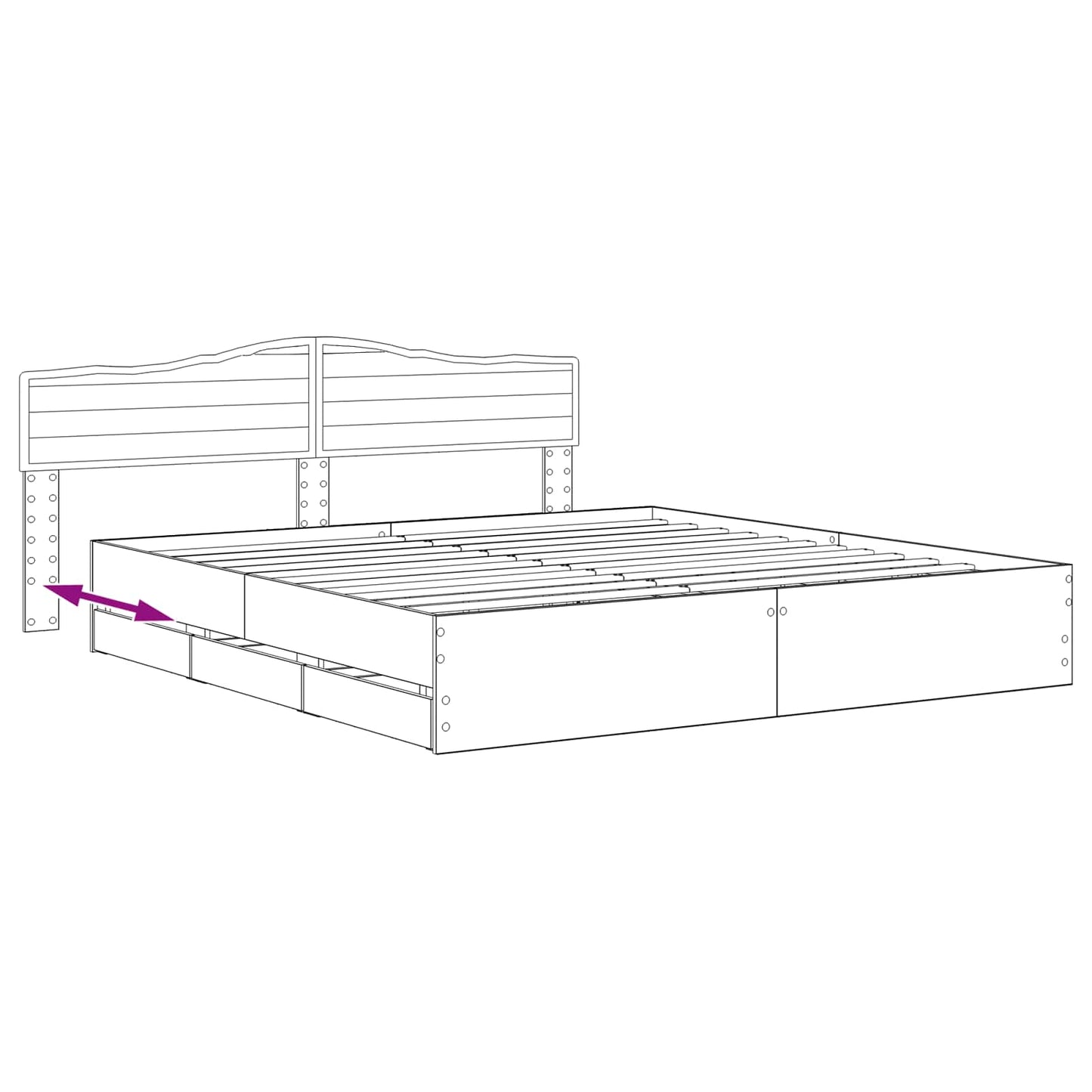 vidaXL Bed Frame with Storage and Headboard Artisan Oak 180 x 200 cm