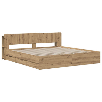vidaXL Bed Frame with Storage and Headboard Artisan Oak 180 x 200 cm