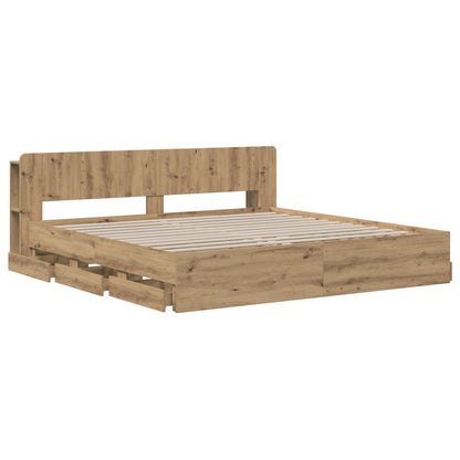 vidaXL Bed Frame with Storage and Headboard Artisan Oak 180 x 200 cm