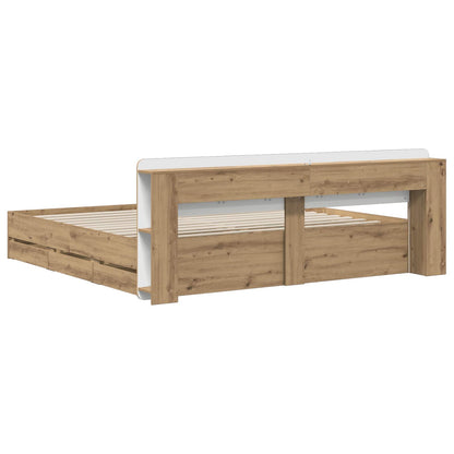 vidaXL Bed Frame with Storage and Headboard Artisan Oak 180 x 200 cm