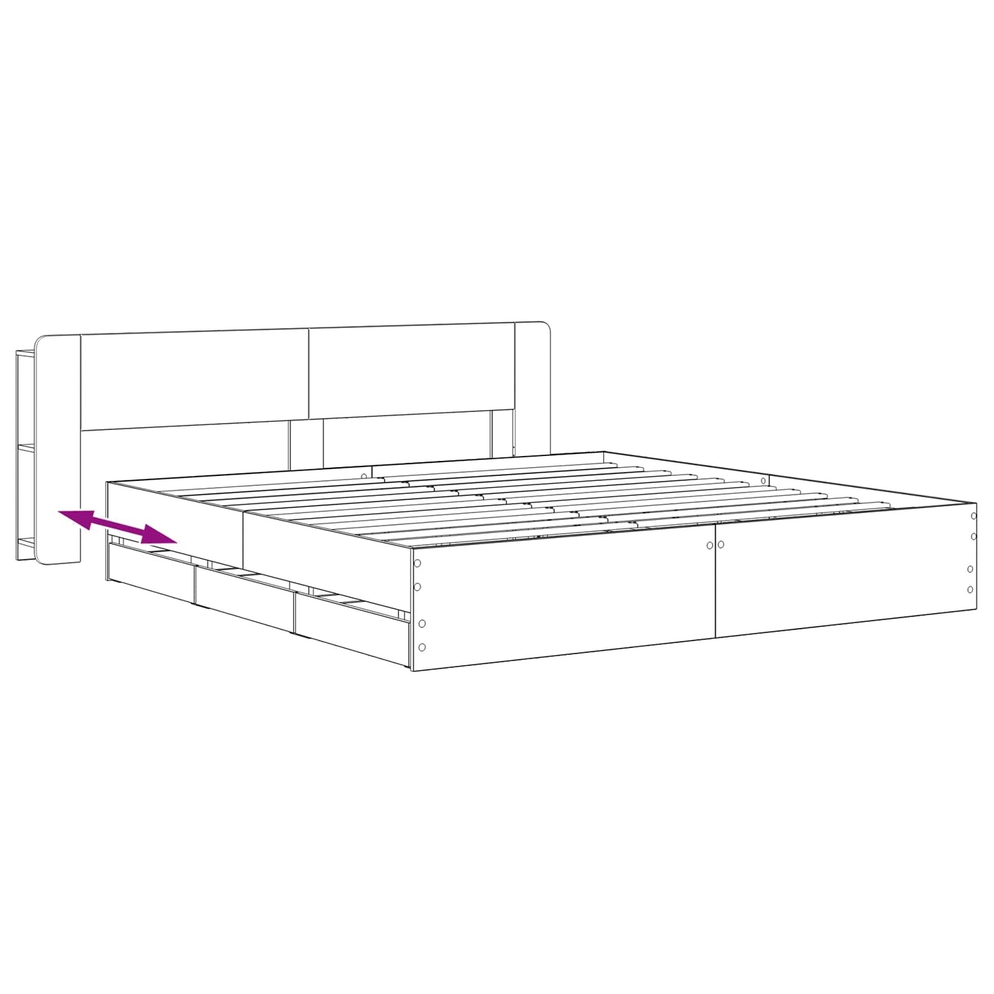 vidaXL Bed Frame with Storage and Headboard Artisan Oak 180 x 200 cm