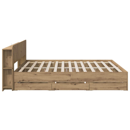 vidaXL Bed Frame with Storage and Headboard Artisan Oak 180 x 200 cm