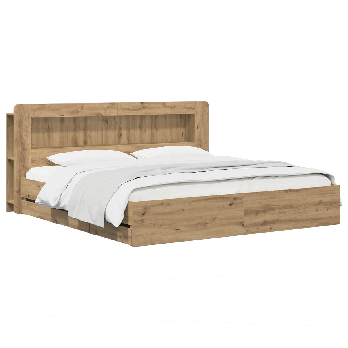 vidaXL Bed Frame with Storage and Headboard Artisan Oak 180 x 200 cm