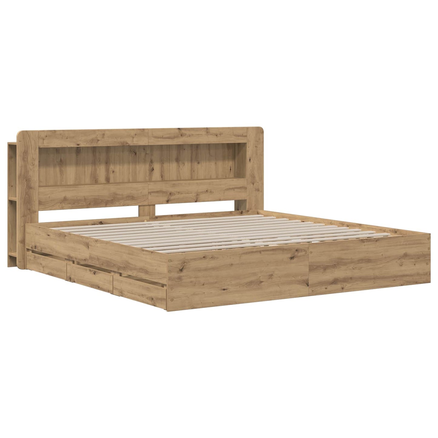 vidaXL Bed Frame with Storage and Headboard Artisan Oak 180 x 200 cm