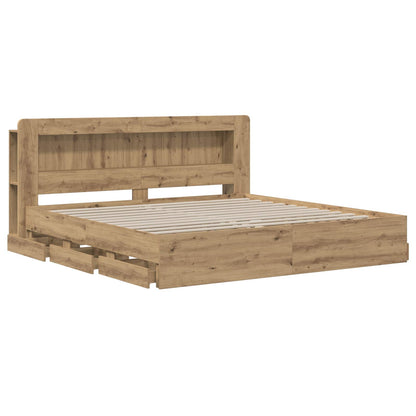 vidaXL Bed Frame with Storage and Headboard Artisan Oak 180 x 200 cm