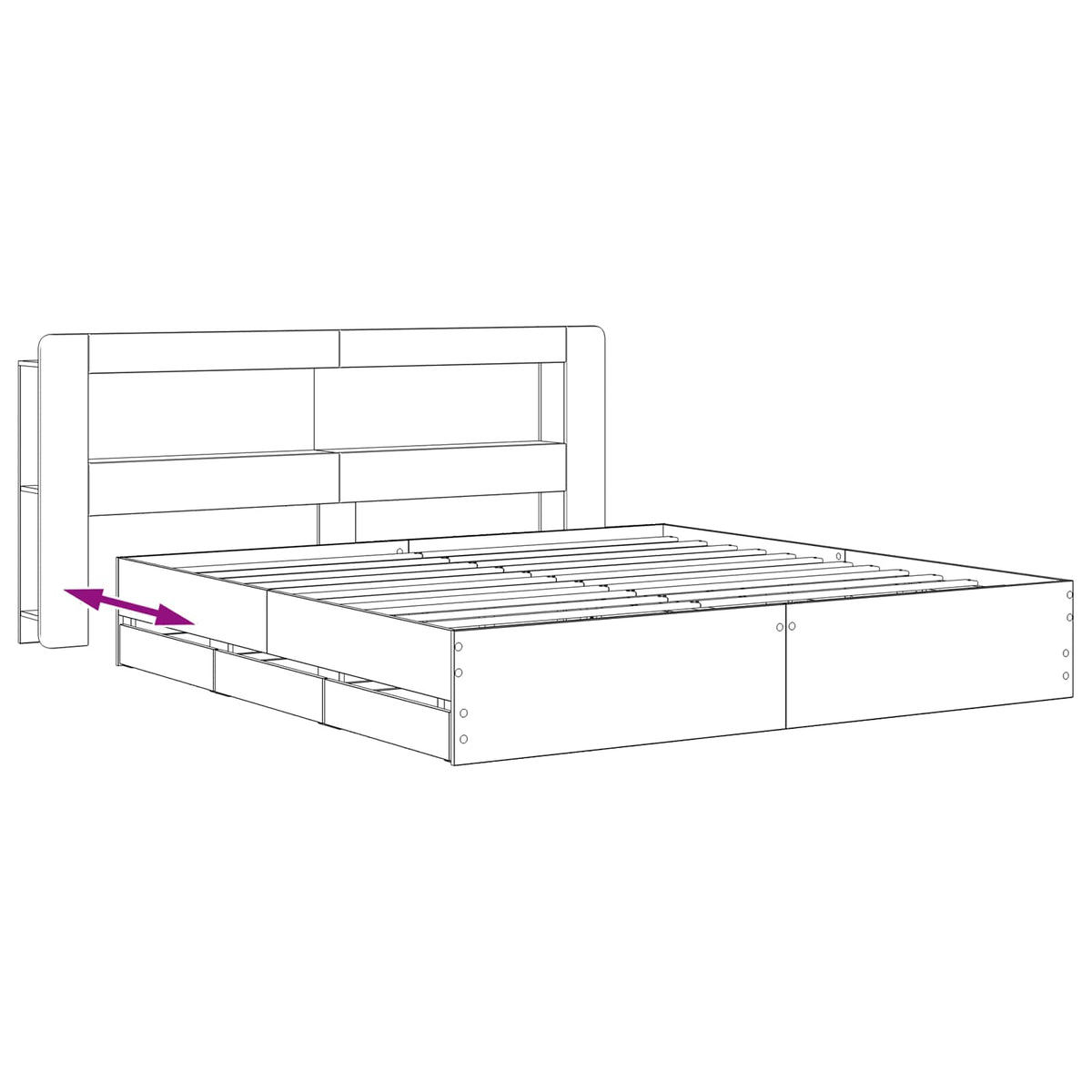 vidaXL Bed Frame with Storage and Headboard Artisan Oak 180 x 200 cm