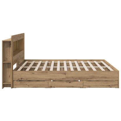 vidaXL Bed Frame with Storage and Headboard Artisan Oak 180 x 200 cm