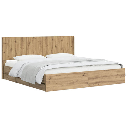 vidaXL Bed Frame with Storage and Headboard Artisan Oak 180 x 200 cm