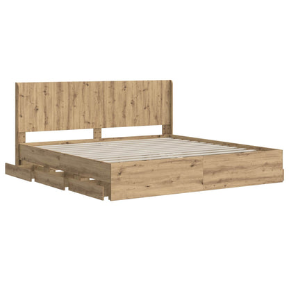 vidaXL Bed Frame with Storage and Headboard Artisan Oak 180 x 200 cm