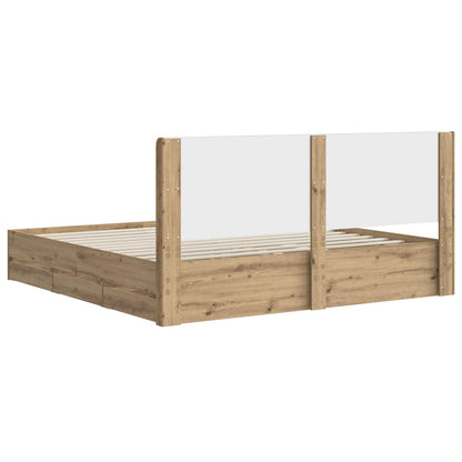 vidaXL Bed Frame with Storage and Headboard Artisan Oak 180 x 200 cm