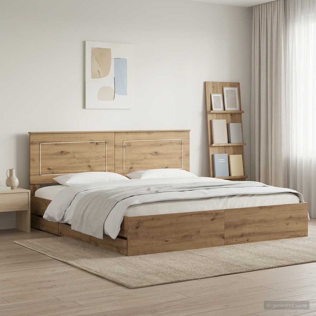 vidaXL Bed Frame with Storage and Headboard Artisan Oak 180 x 200 cm