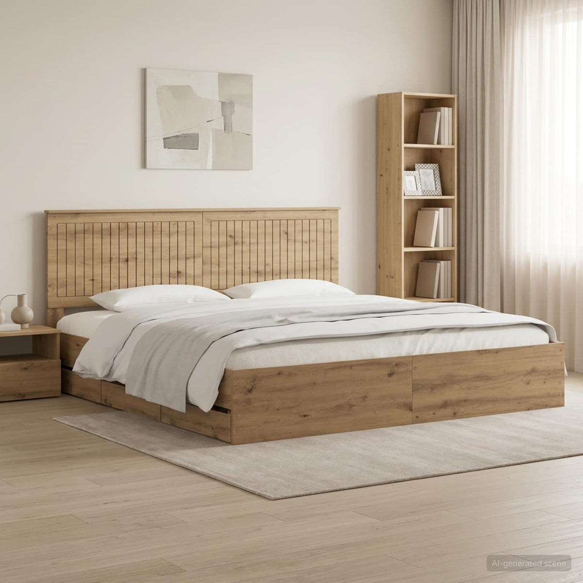 vidaXL Bed Frame with Storage and Headboard Artisan Oak 180 x 200 cm