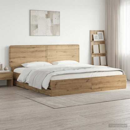 vidaXL Bed Frame with Storage and Headboard Artisan Oak 180 x 200 cm