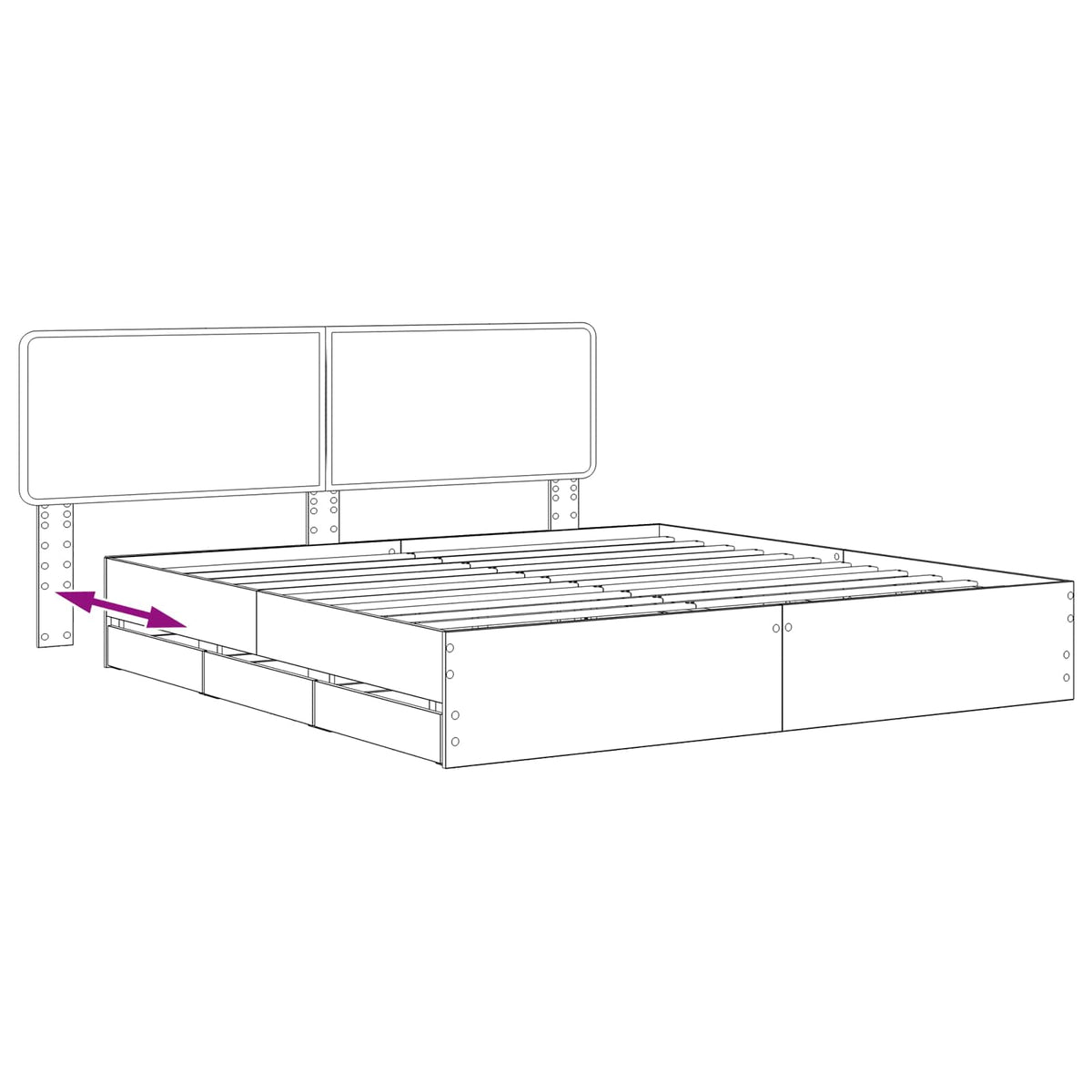 vidaXL Bed Frame with Storage and Headboard Artisan Oak 180 x 200 cm