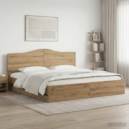 vidaXL Bed Frame with Storage and Headboard Artisan Oak 180 x 200 cm