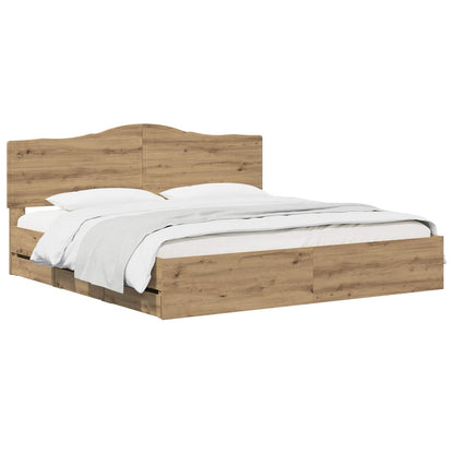 vidaXL Bed Frame with Storage and Headboard Artisan Oak 180 x 200 cm