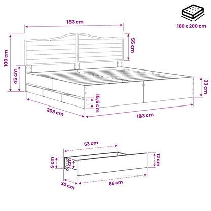 vidaXL Bed Frame with Storage and Headboard Artisan Oak 180 x 200 cm