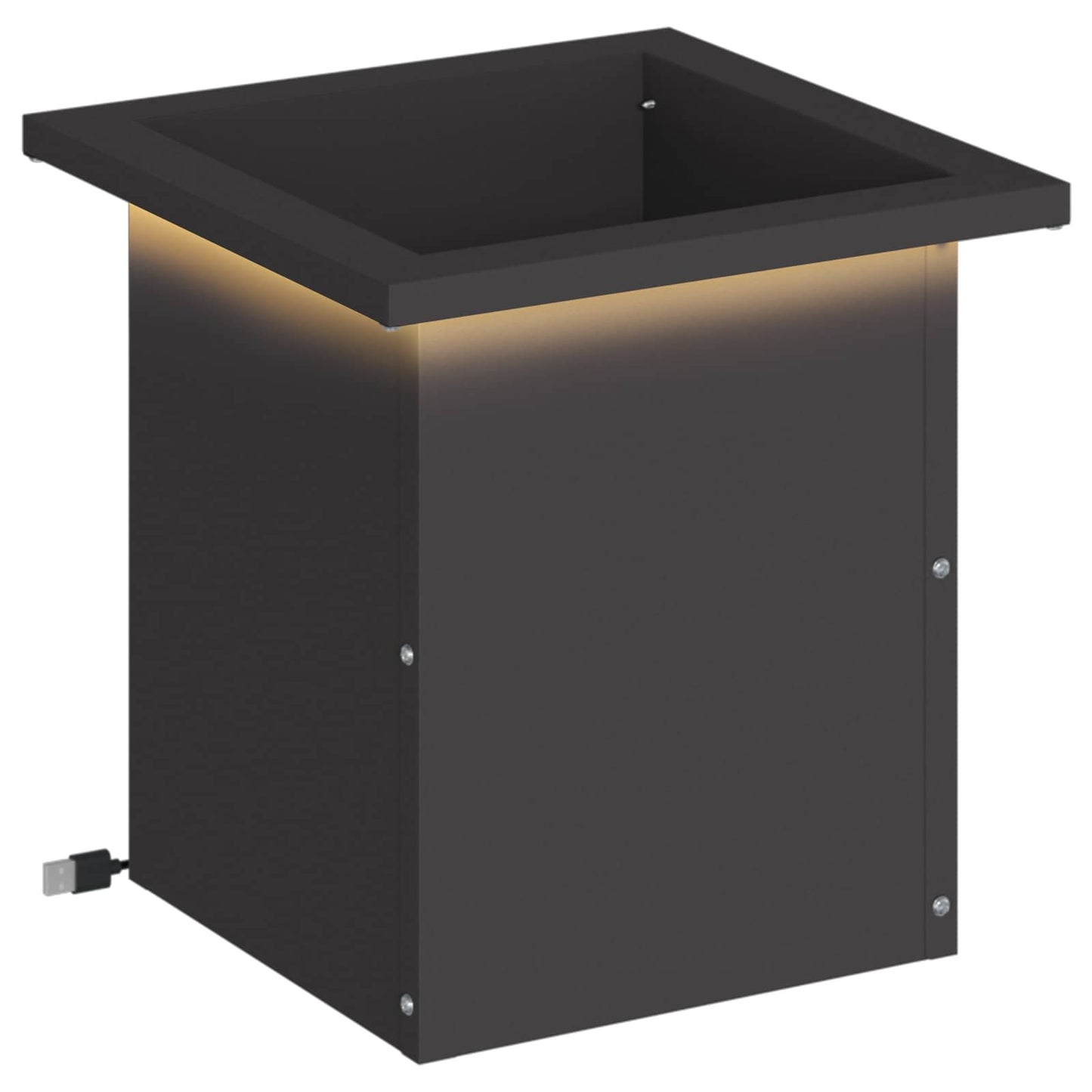 vidaXL Garden Planter with LED Black 30 x 30 x 30 cm Steel