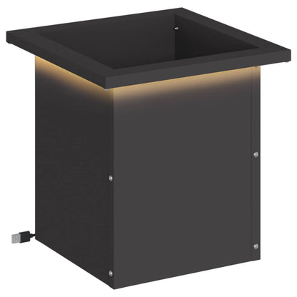 vidaXL Garden Planter with LED Black 30 x 30 x 30 cm Steel