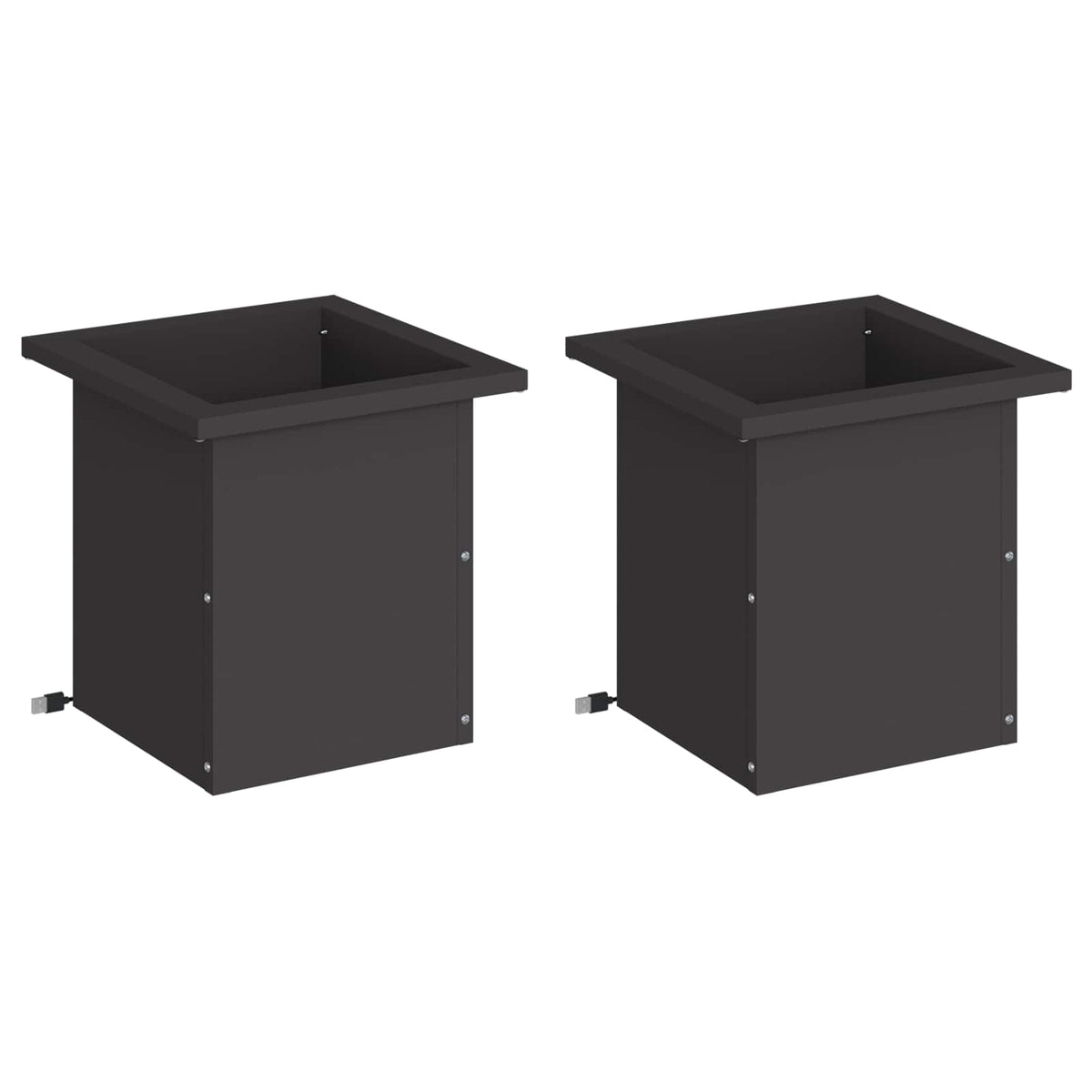 vidaXL Garden Planter with LED 2 pcs Black 30 x 30 x 30 cm Steel