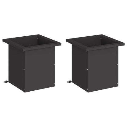 vidaXL Garden Planter with LED 2 pcs Black 30 x 30 x 30 cm Steel