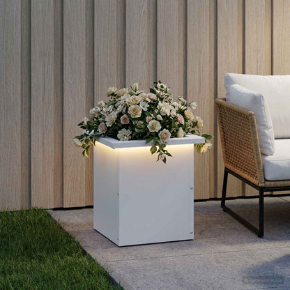vidaXL Garden Planter with LED White 30 x 30 x 30 cm Steel