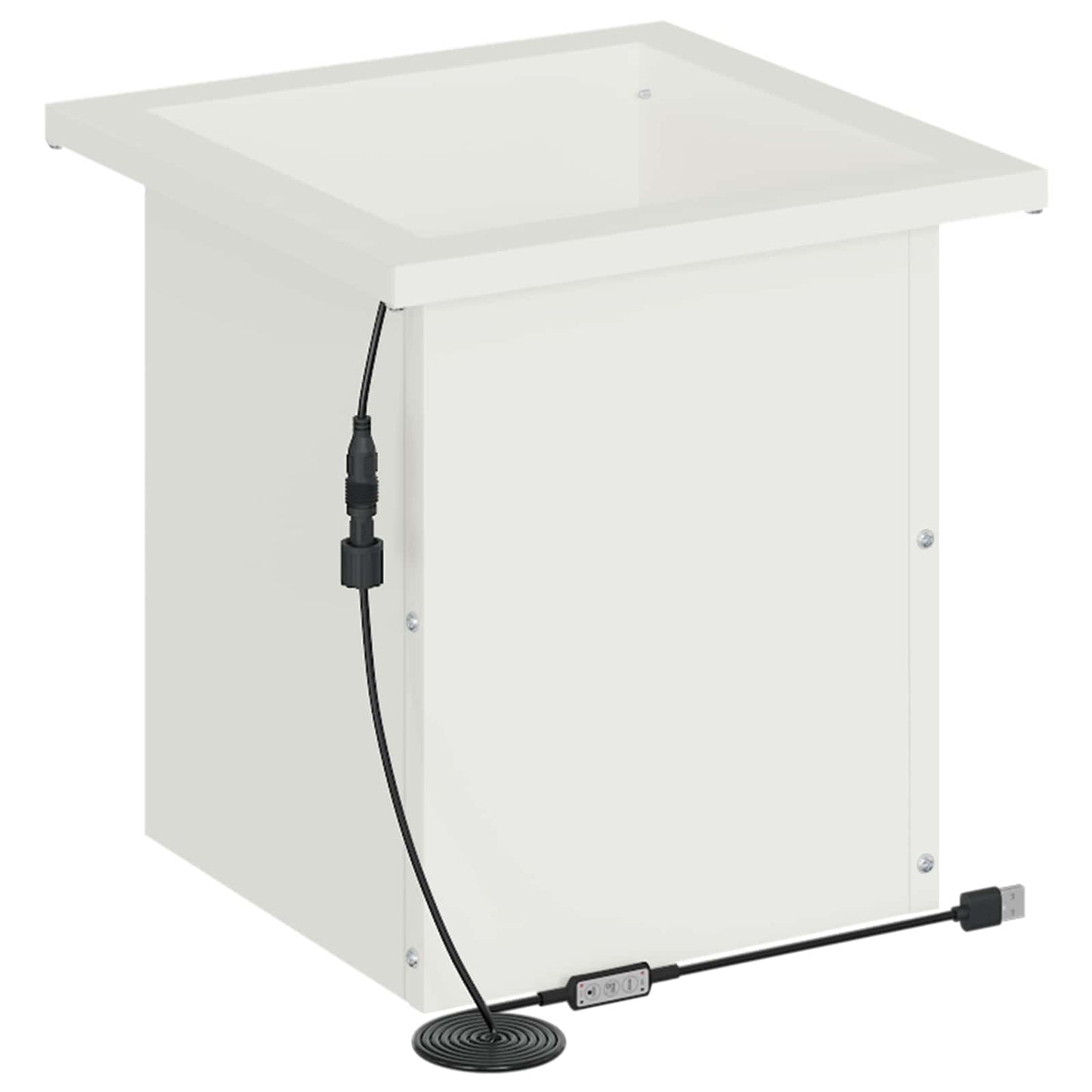 vidaXL Garden Planter with LED White 30 x 30 x 30 cm Steel