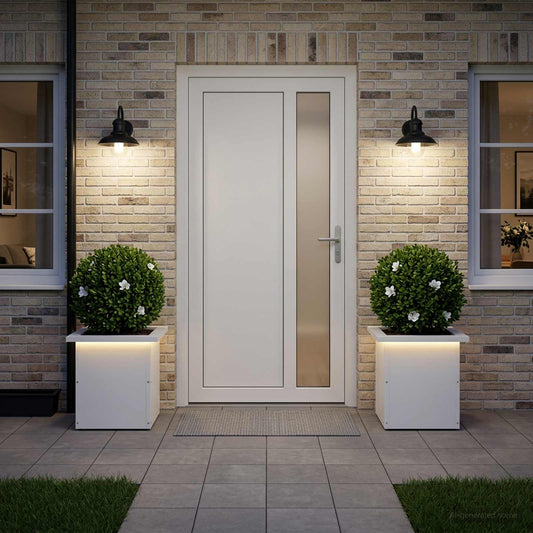 vidaXL Garden Planter with LED 2 pcs White 30 x 30 x 30 cm Steel