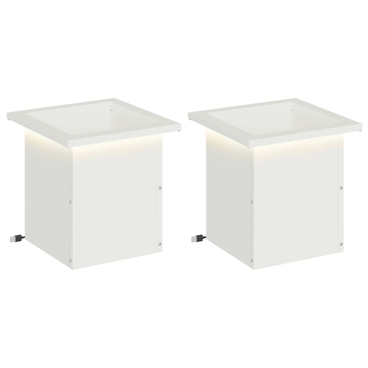 vidaXL Garden Planter with LED 2 pcs White 30 x 30 x 30 cm Steel
