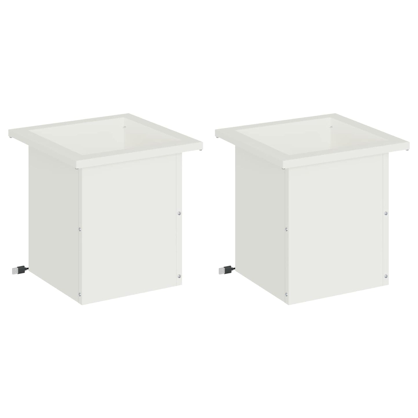 vidaXL Garden Planter with LED 2 pcs White 30 x 30 x 30 cm Steel