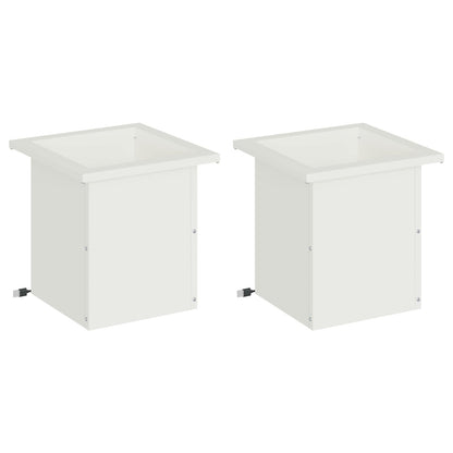 vidaXL Garden Planter with LED 2 pcs White 30 x 30 x 30 cm Steel