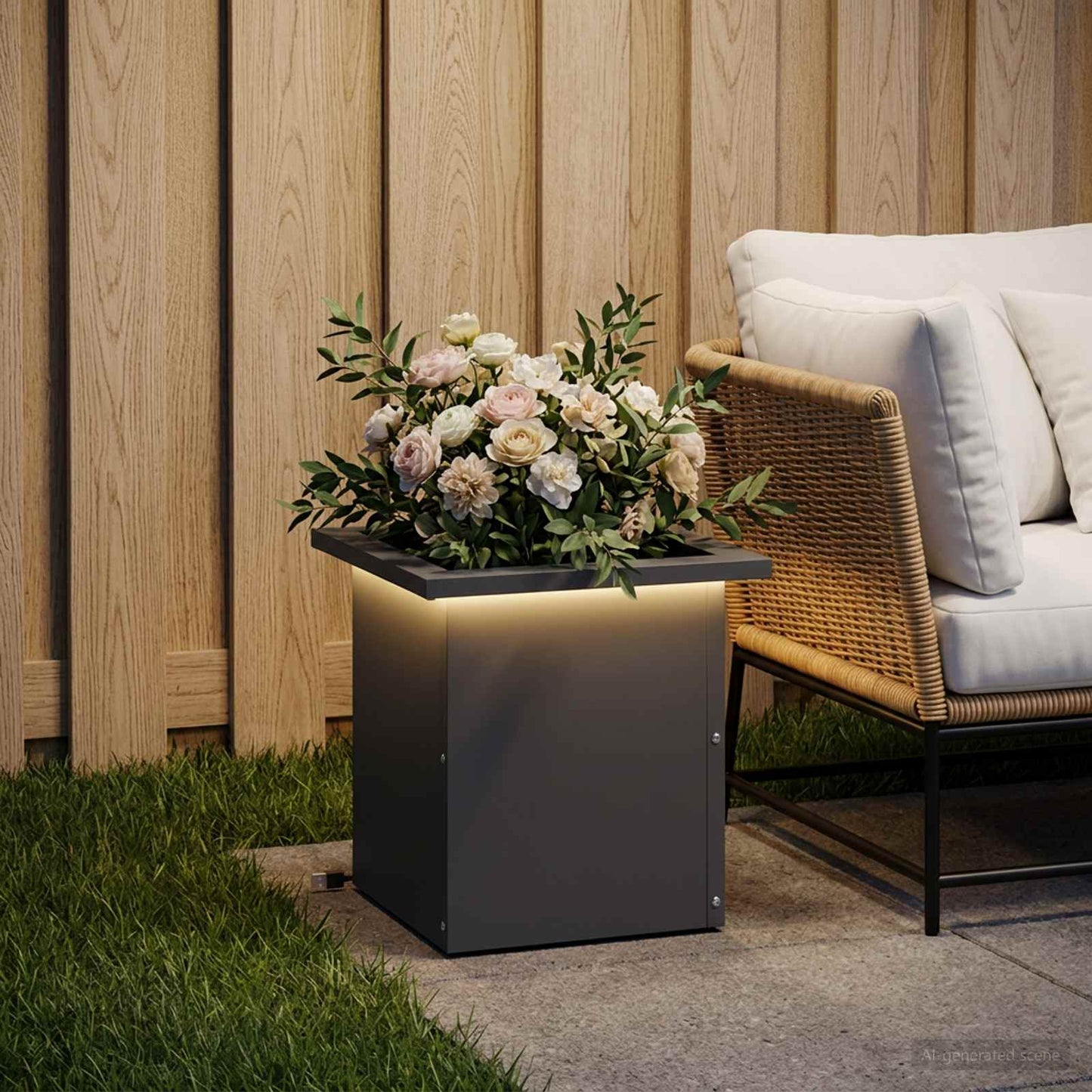 vidaXL Garden Planter with LED Antracite 30 x 30 x 30 cm Steel