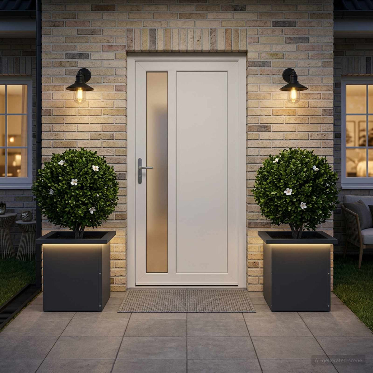vidaXL Garden Planter with LED 2 pcs Antracite 30 x 30 x 30 cm Steel