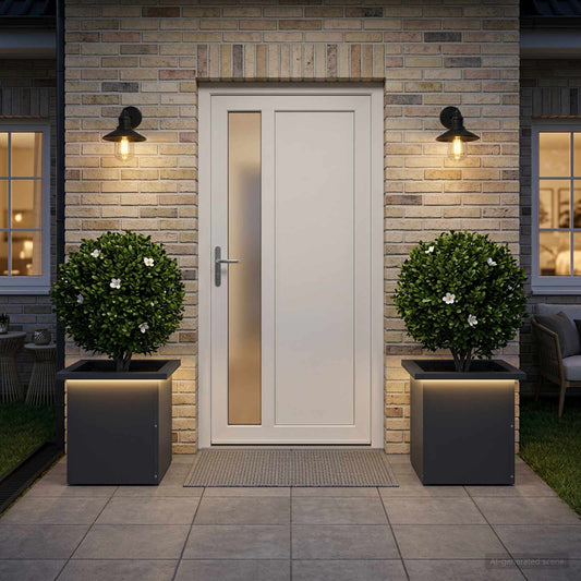 vidaXL Garden Planter with LED 2 pcs Antracite 30 x 30 x 30 cm Steel