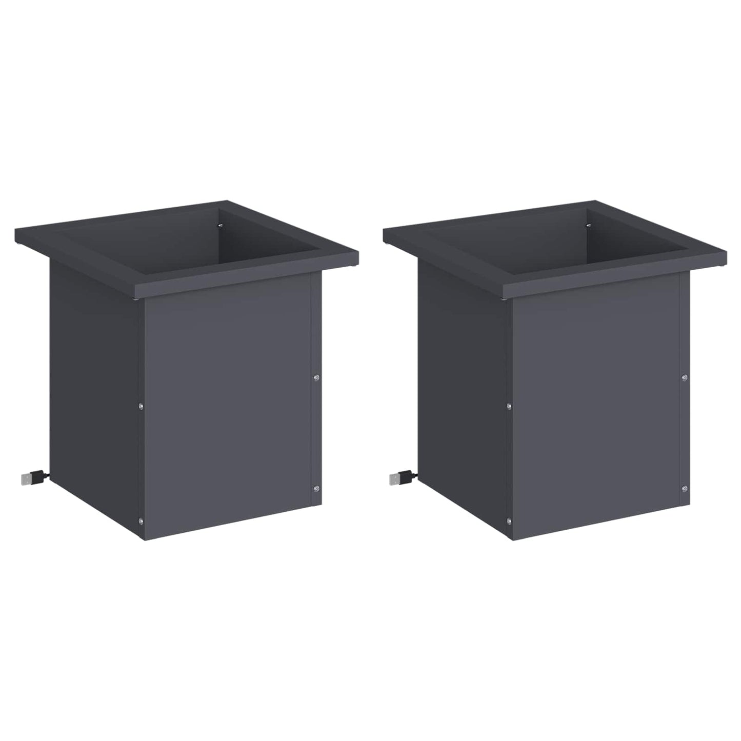 vidaXL Garden Planter with LED 2 pcs Antracite 30 x 30 x 30 cm Steel