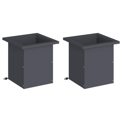 vidaXL Garden Planter with LED 2 pcs Antracite 30 x 30 x 30 cm Steel