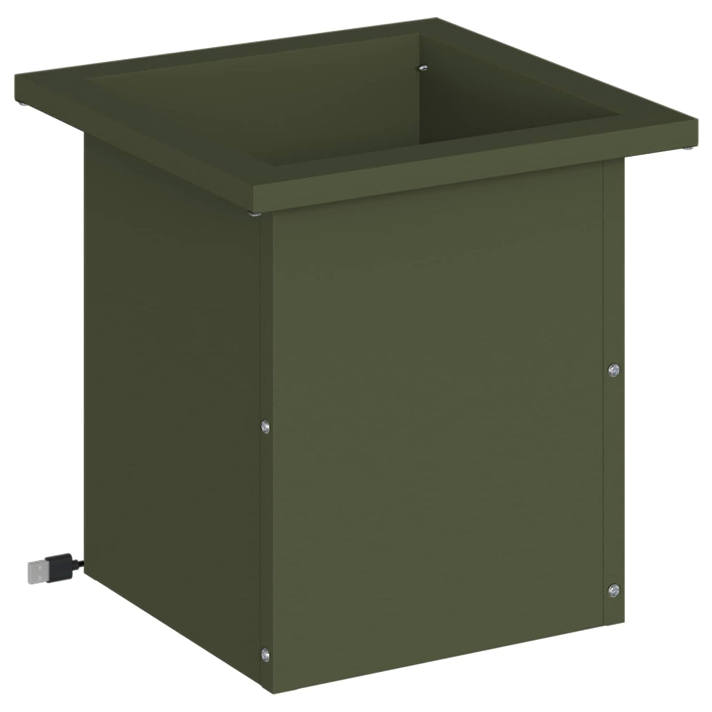 vidaXL Garden Planter with LED Olive Green 30 x 30 x 30 cm Steel