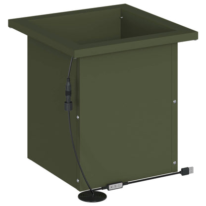 vidaXL Garden Planter with LED Olive Green 30 x 30 x 30 cm Steel