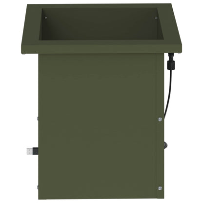 vidaXL Garden Planter with LED Olive Green 30 x 30 x 30 cm Steel